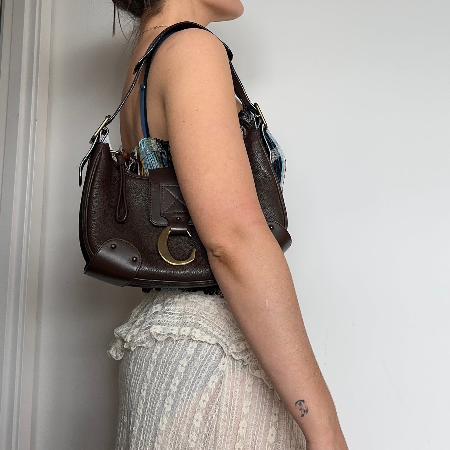 Chloé Brown Leather Crescent ‘C’ Logo Bag