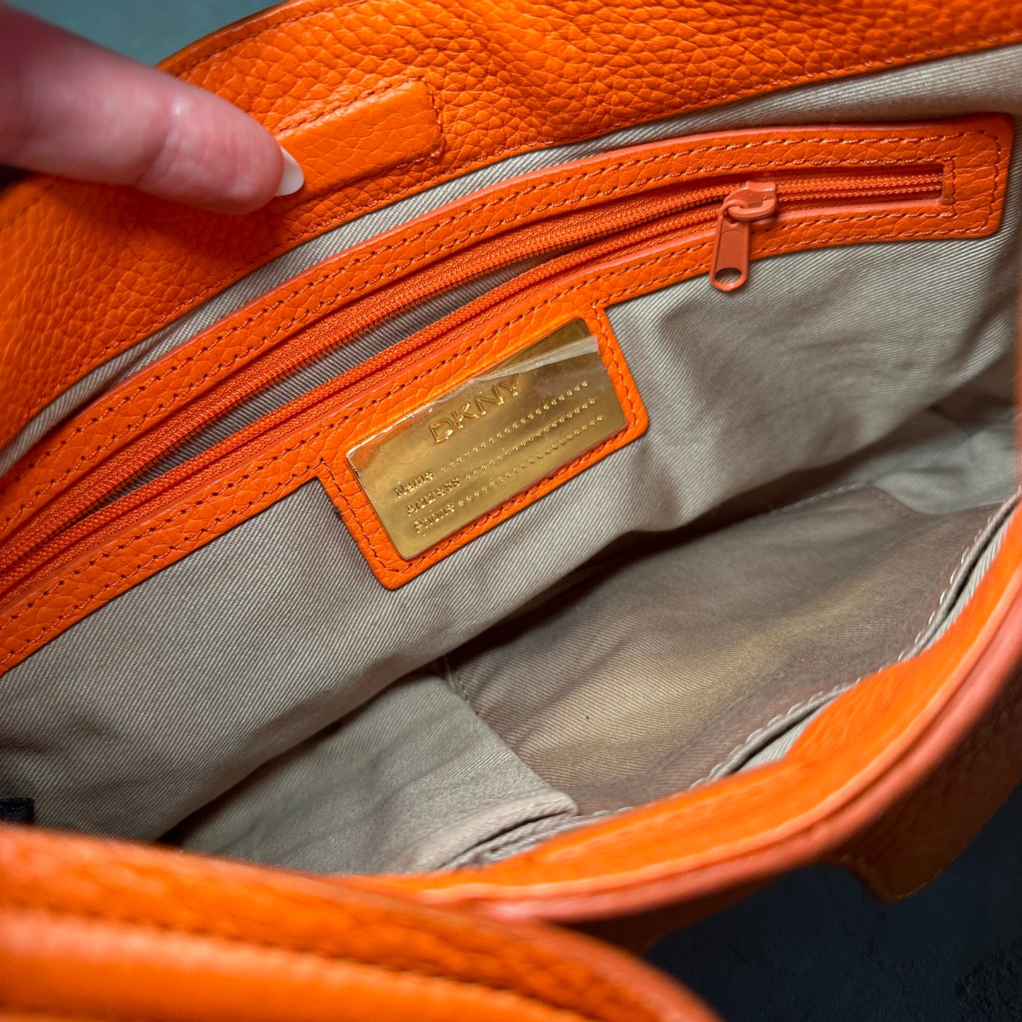 DKNY Orange Leather Bag