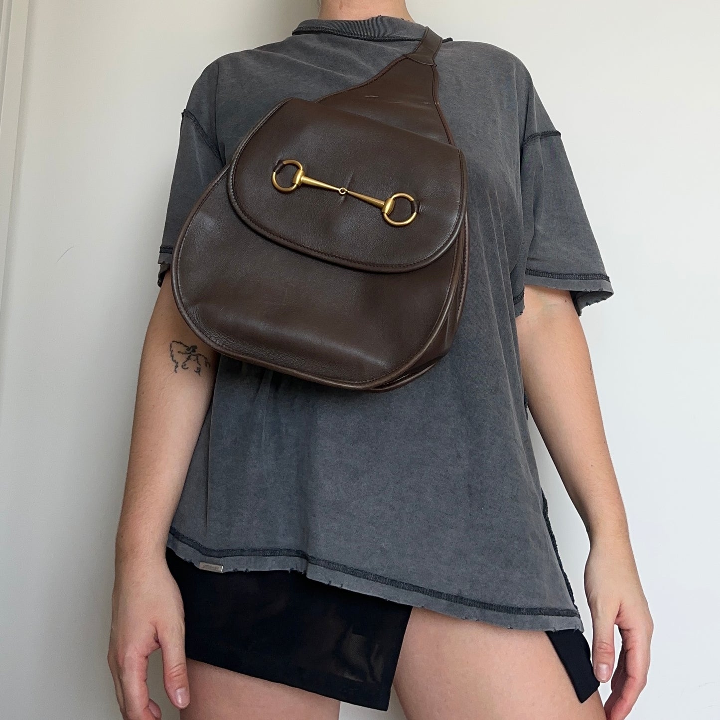Gucci Brown Leather Horse-Bit Crossbody