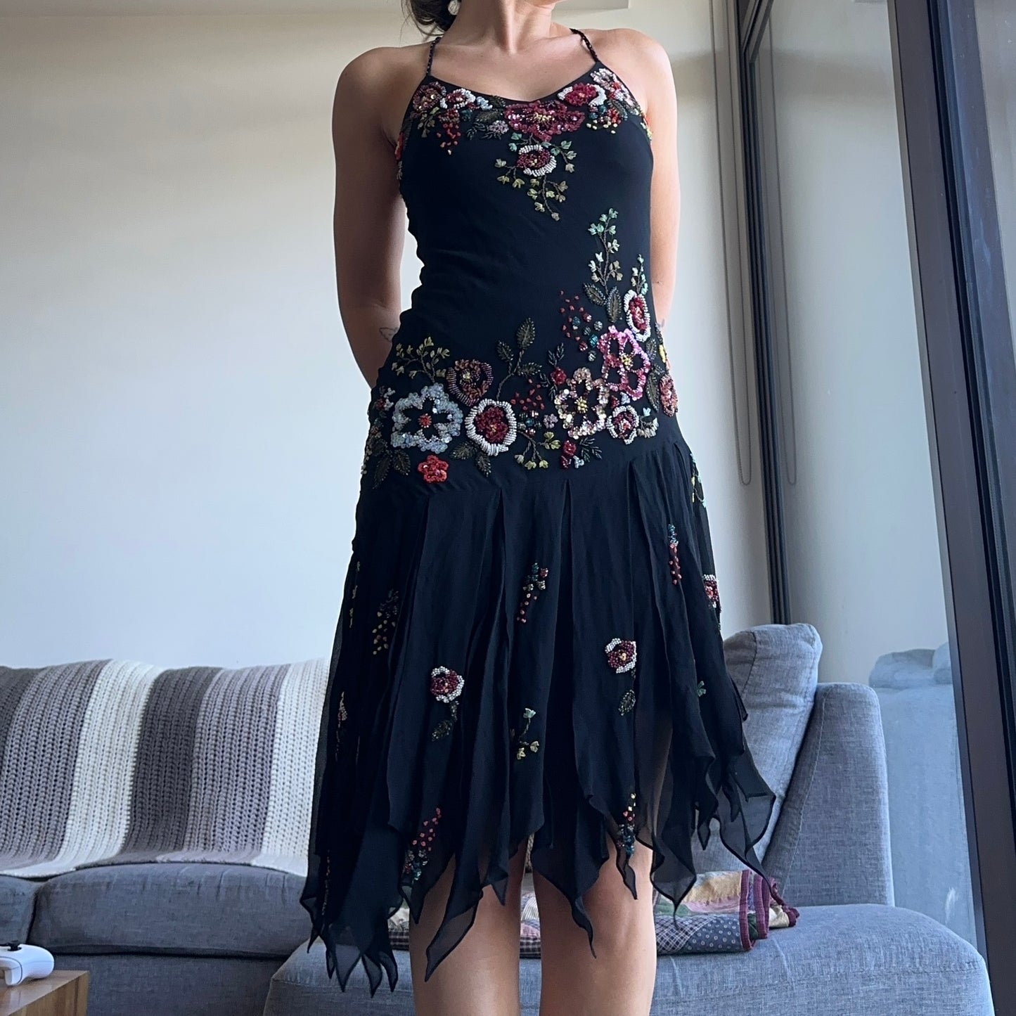 Sue Wong Embellished Floral Dress