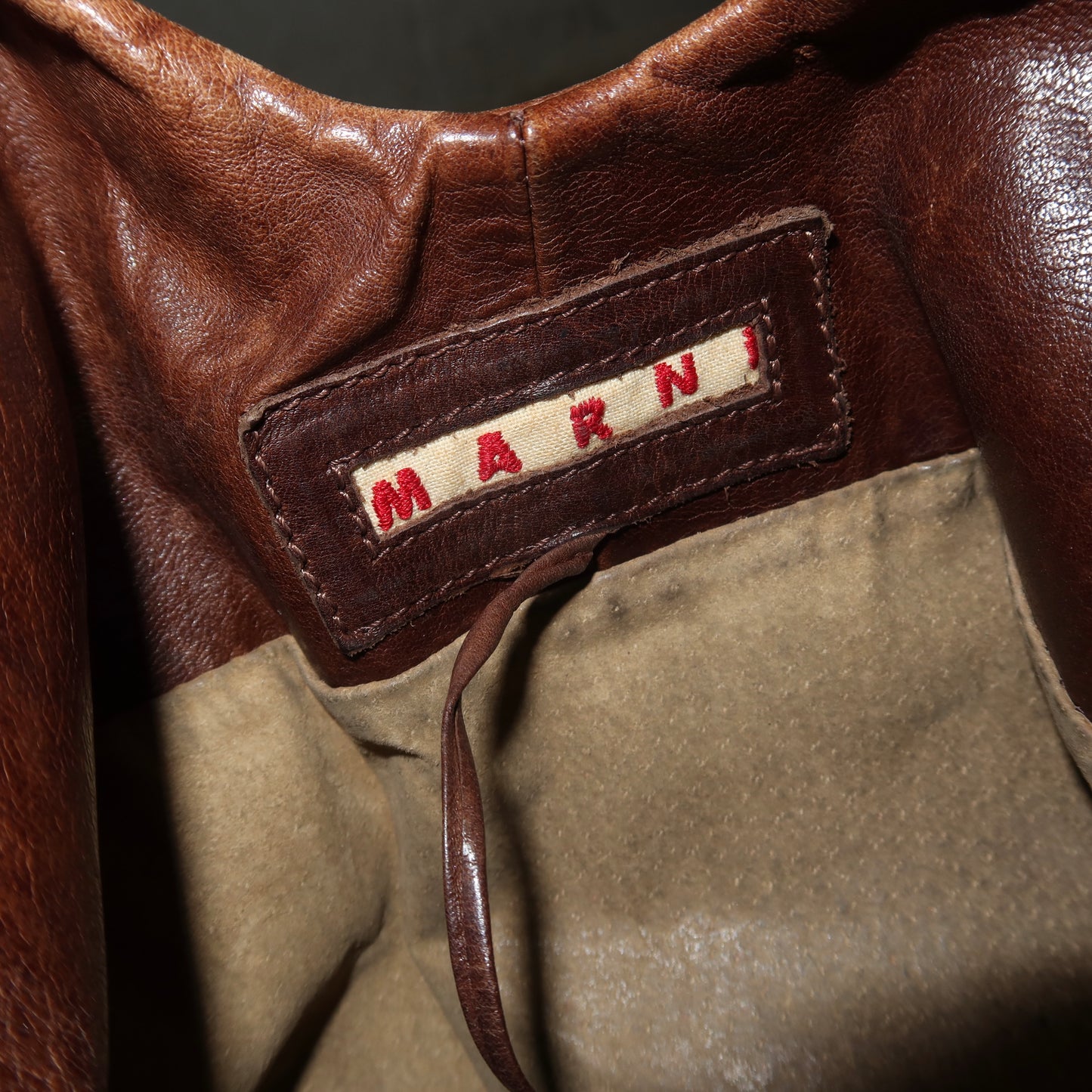 Marni Brown Leather Studded Bag