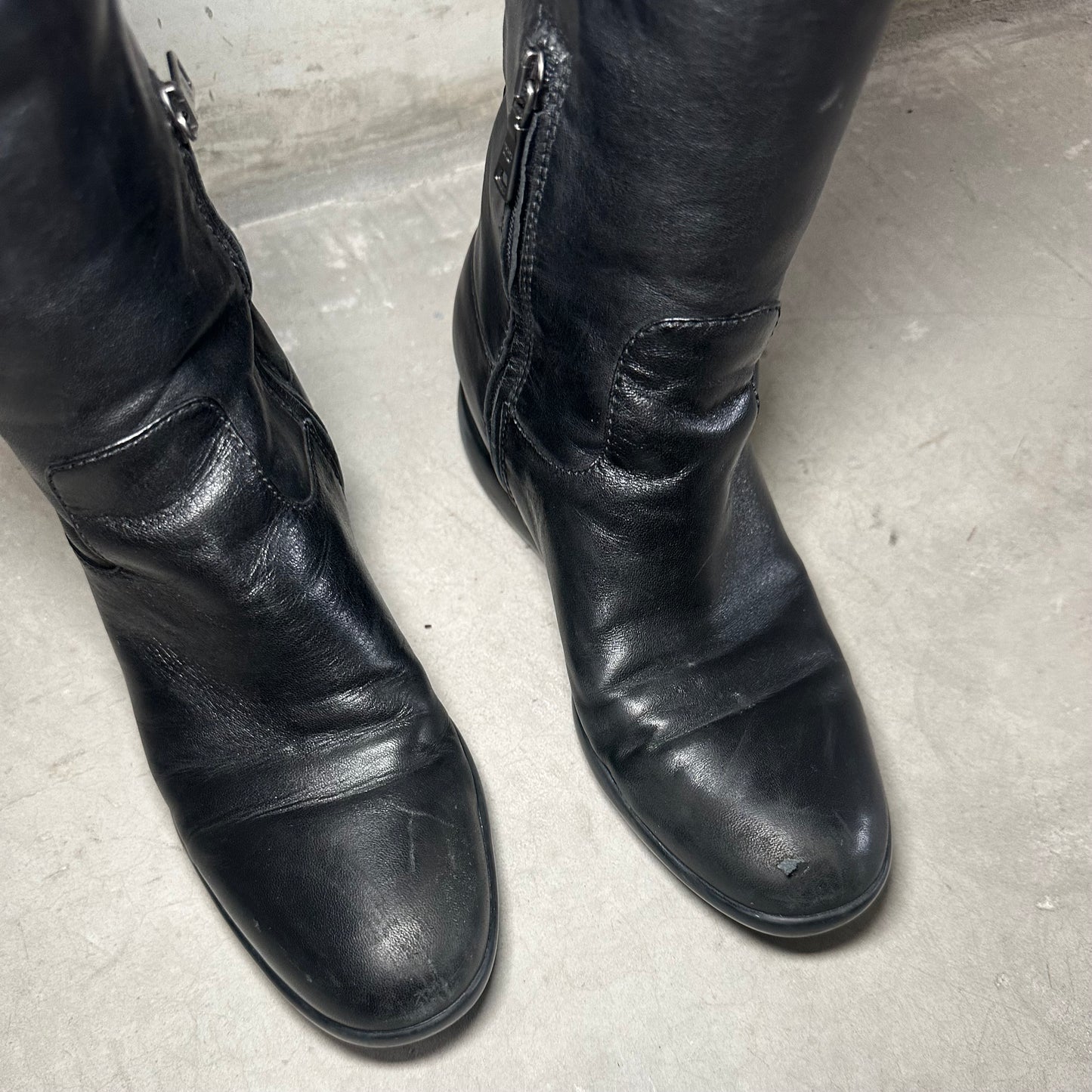 Prada Sport Padded Biker Boots with Hidden Wedge (37.5)