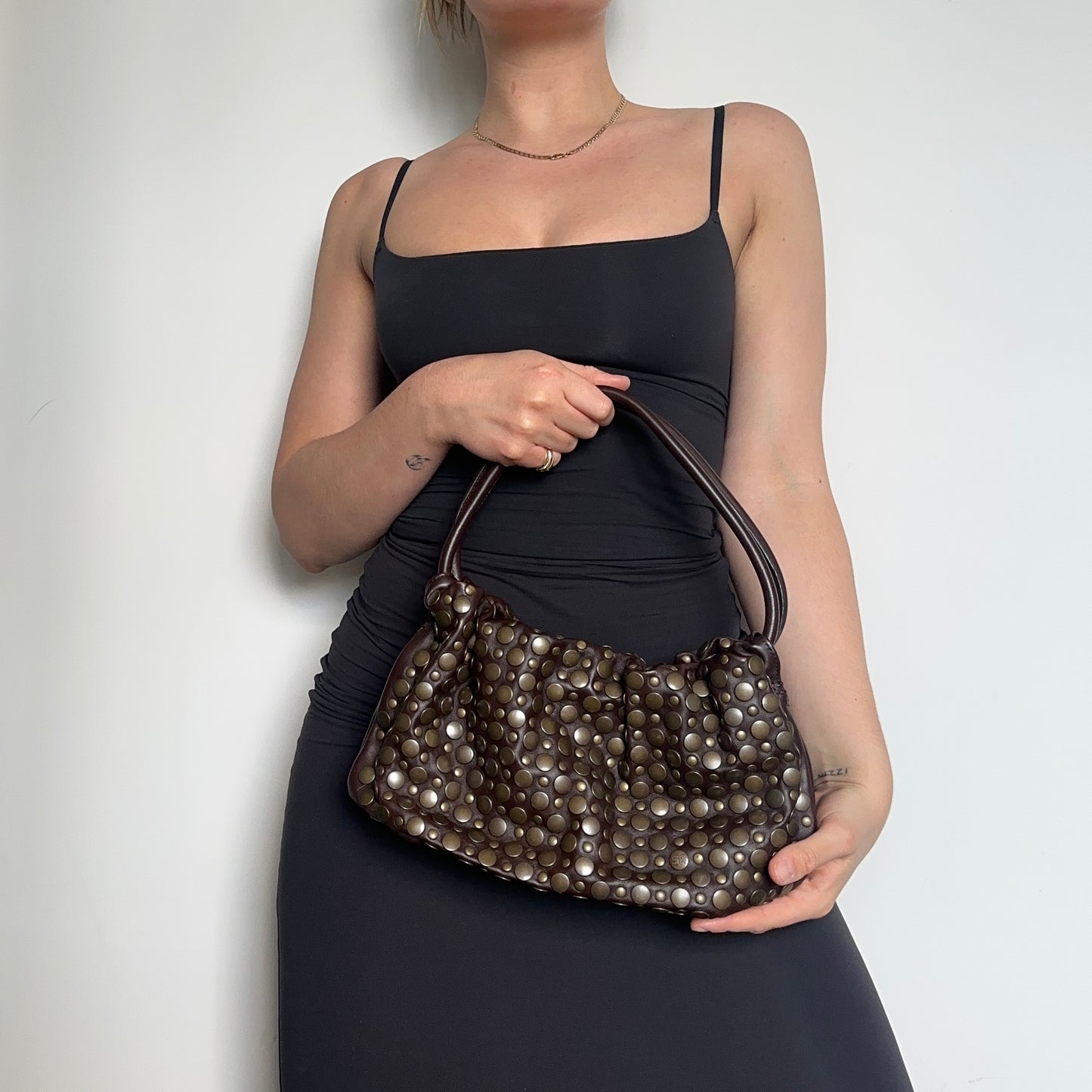 Sonia Rykiel Small Brown Leather Domino Bag