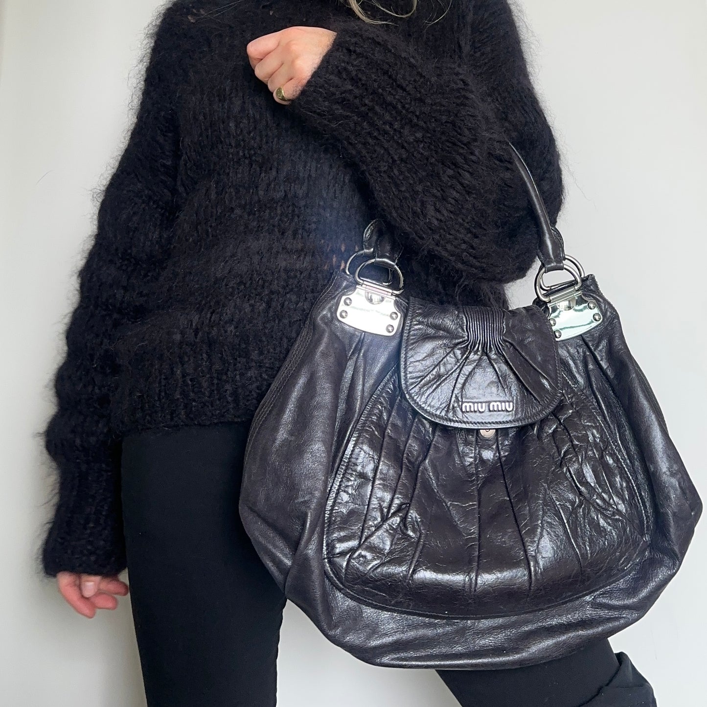 Miu Miu Large Black Bag with Silver Hardware