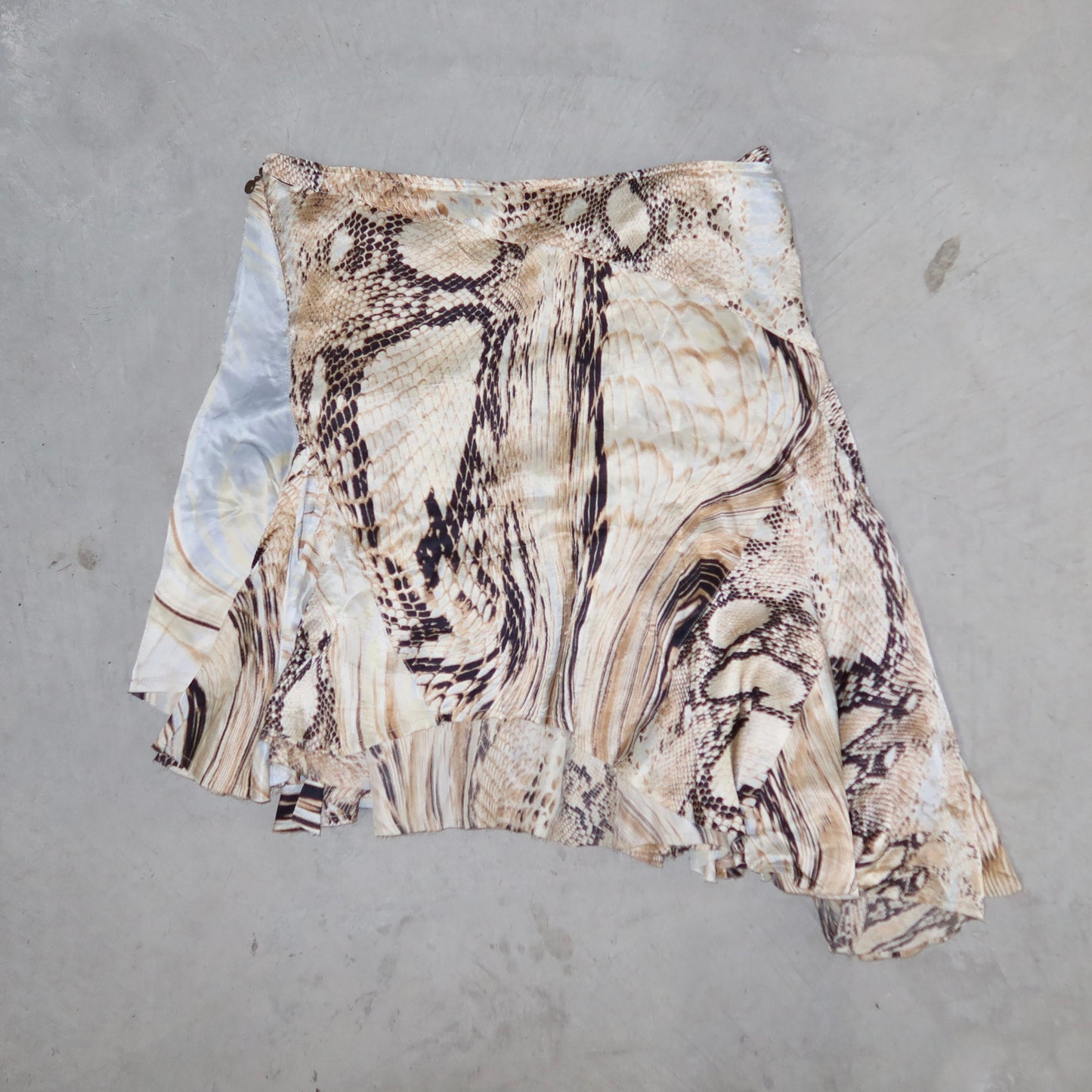 Just Cavalli Silk Snake Print Skirt
