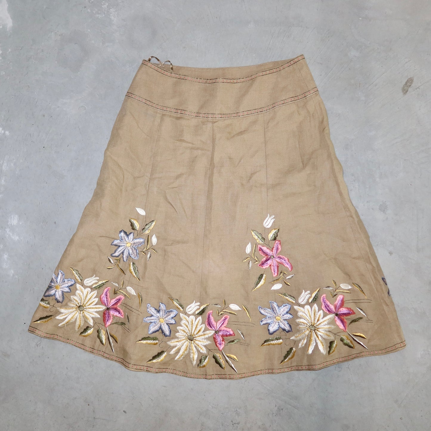 DKNY Embroidered Linen Skirt