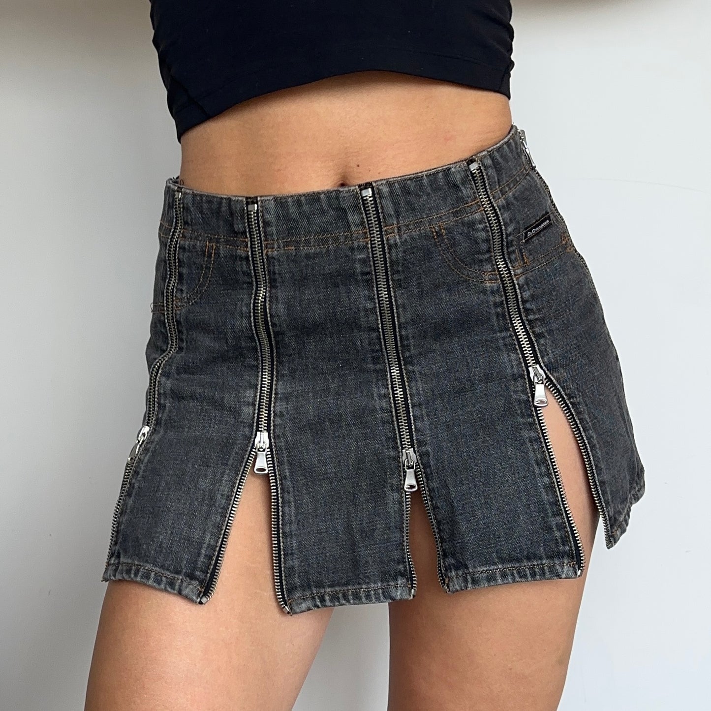 D&G 2004 Zips Denim Mini Skirt