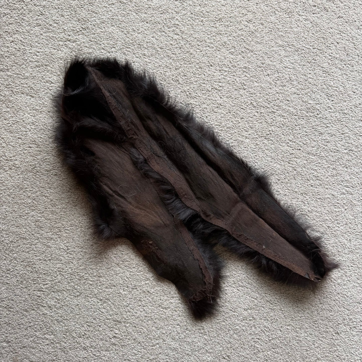 Vintage Skinny Black Real Fur Collar