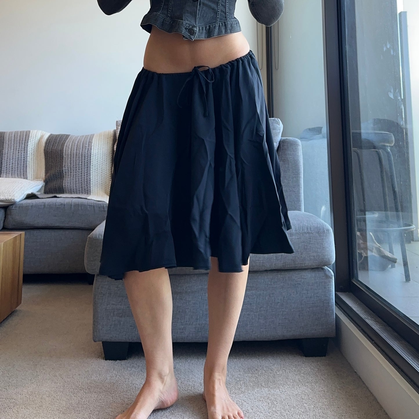 Fendi Navy Silk Skirt