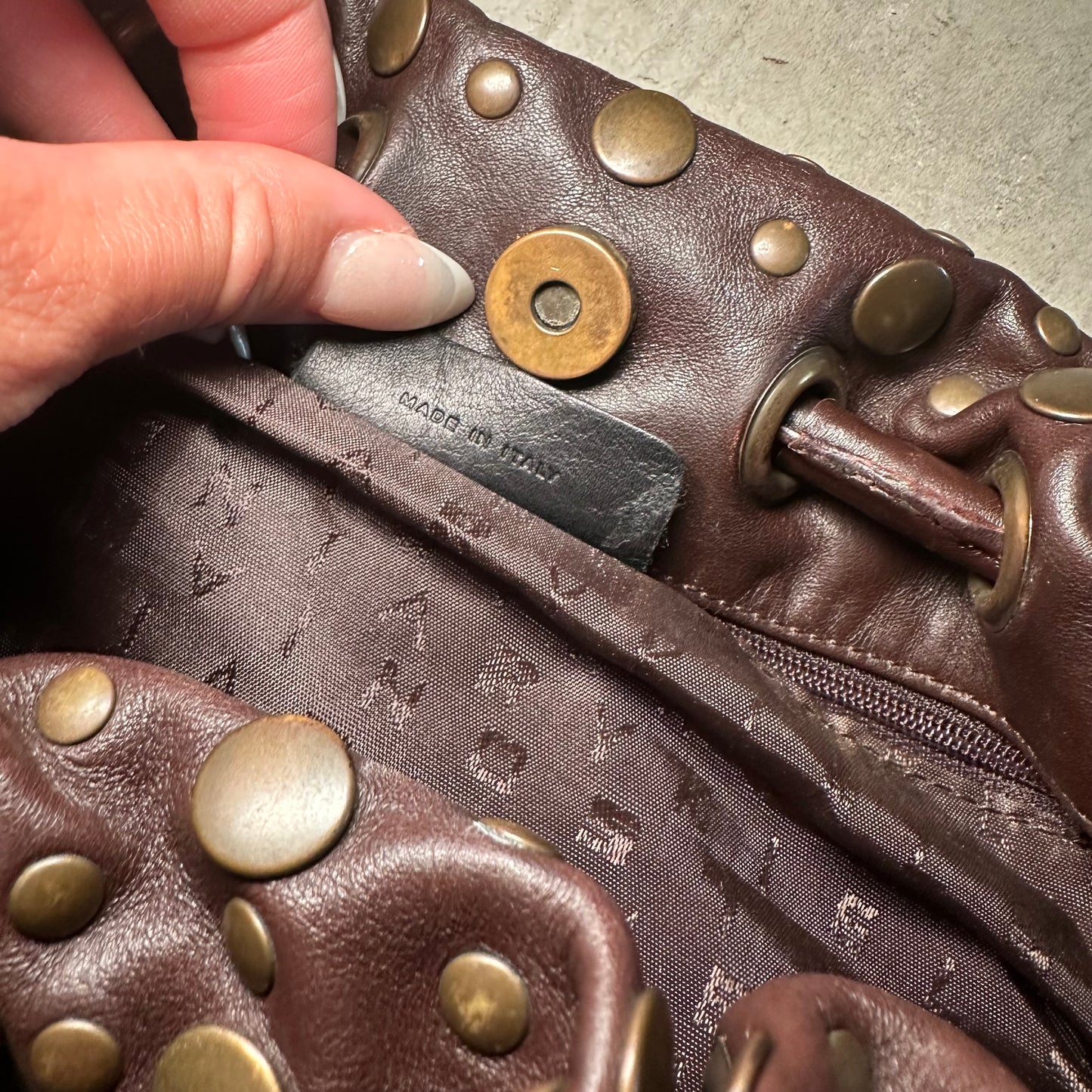 Sonia Rykiel Brown Domino with Bronze Studs