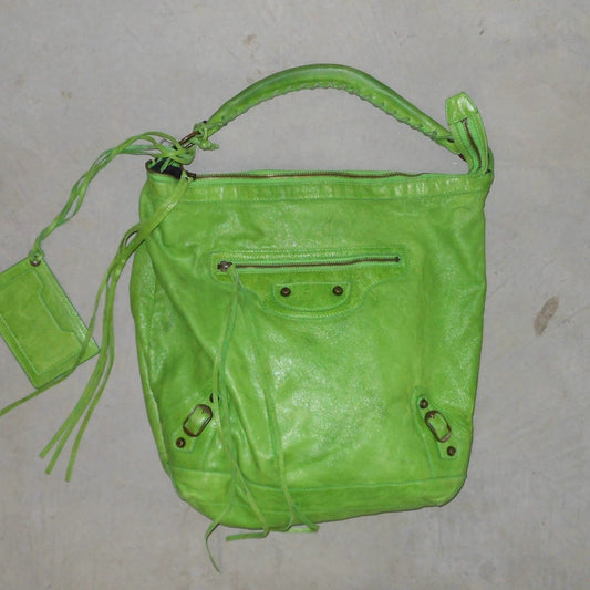 Balenciaga Rare Apple Green 'Day Editor' Motorcycle Bag