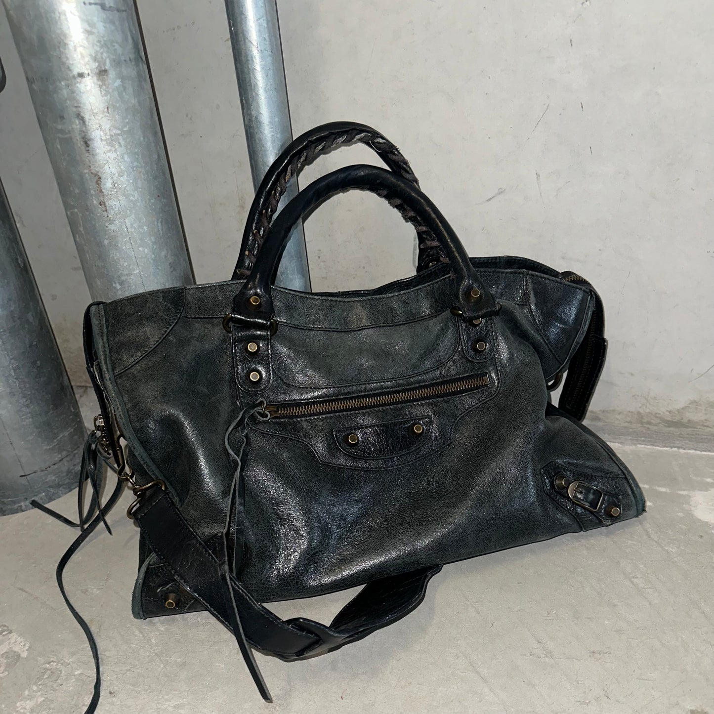 Balenciaga Black Motorcycle/City 2WAY Bag