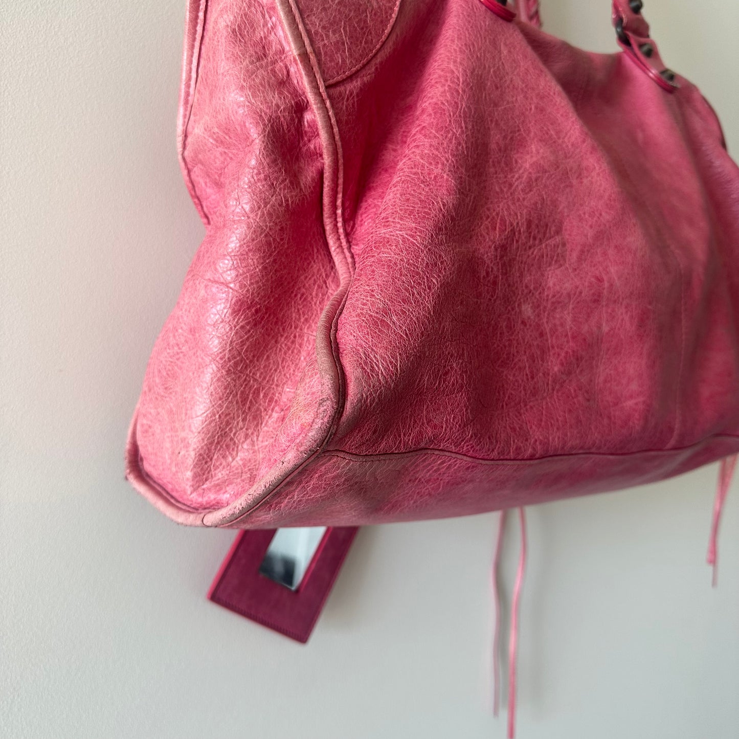 Balenciaga ‘Sunday’ Oversized Motorcycle Bag in Hot Pink