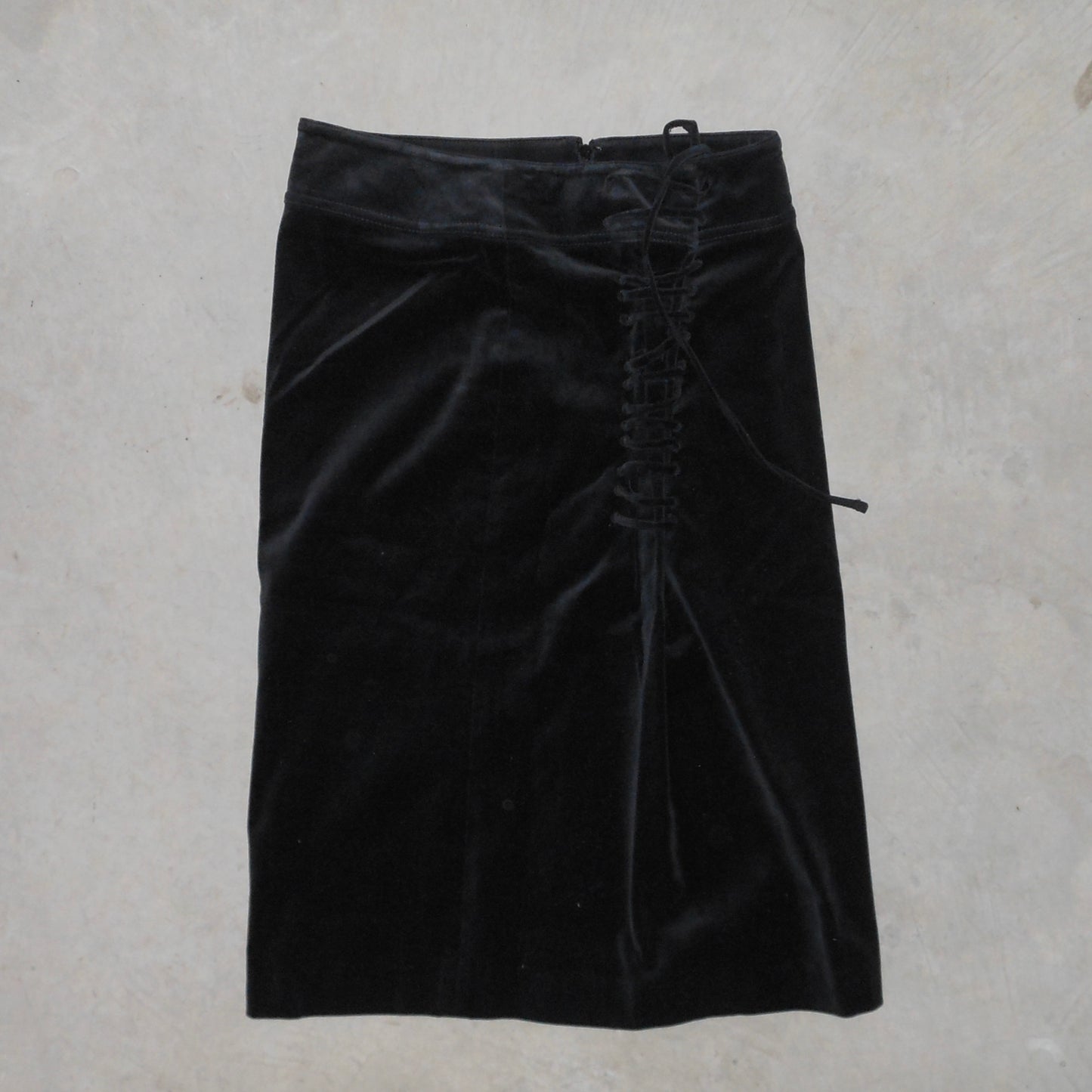 Gucci AW2002 Black Velvet Midi Skirt