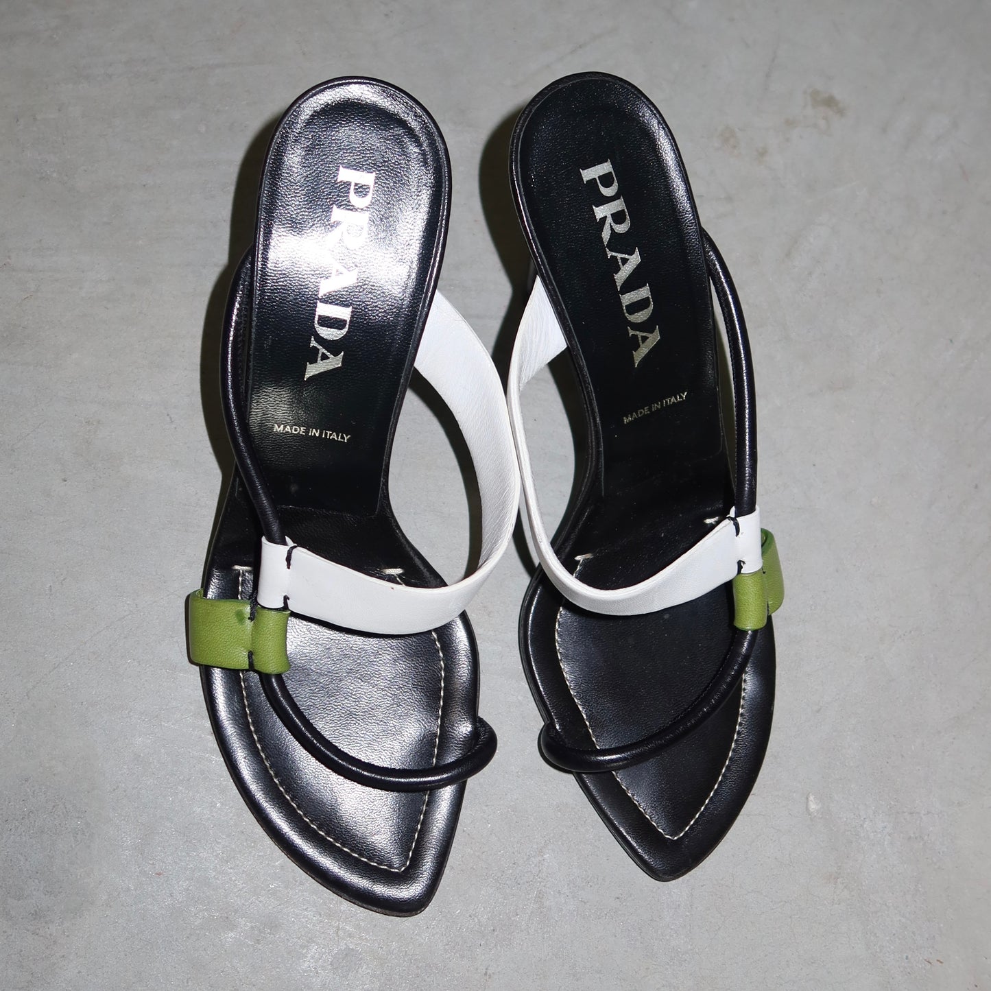 Prada White and Green Heels (38)