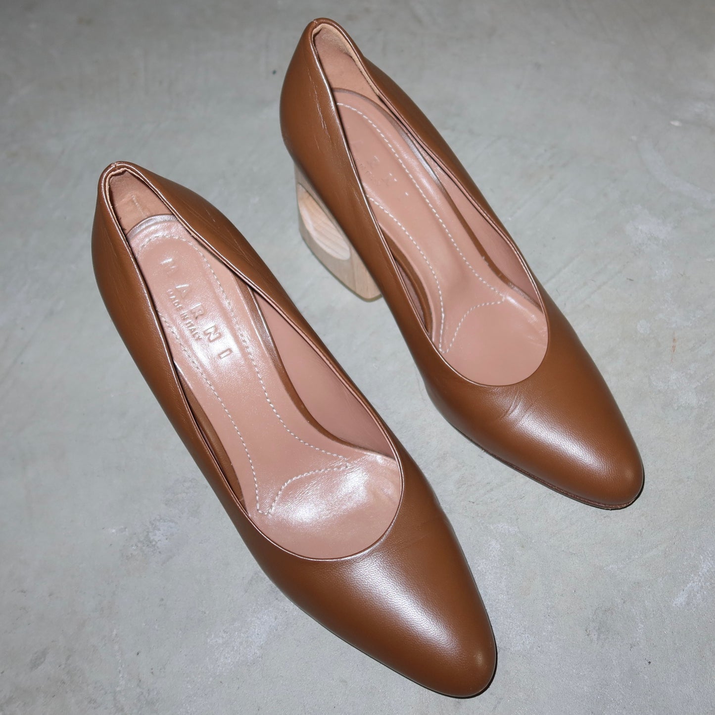 Marni Brown Leather and Woode Heels