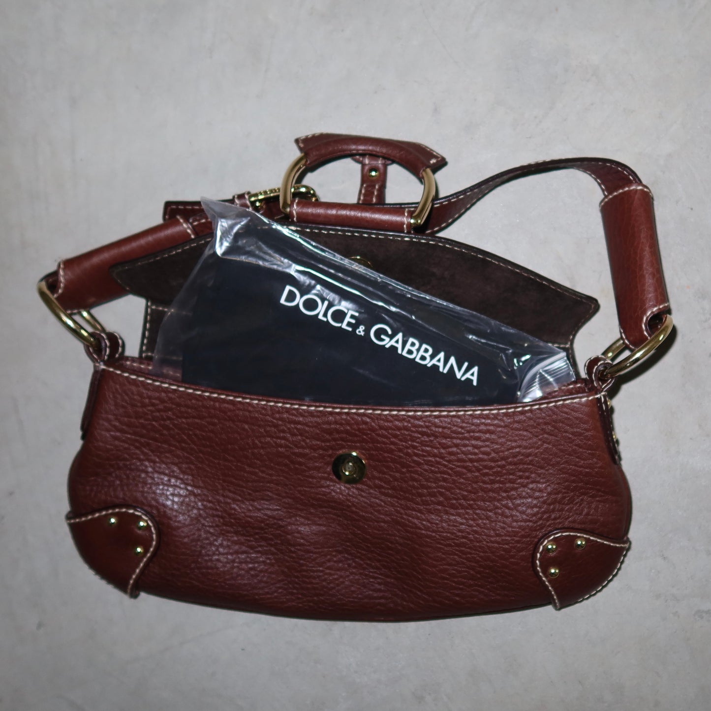 Dolce & Gabbana Brown Leather Flap Front Bag