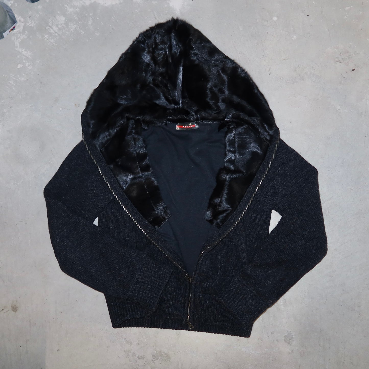 Prada Sport Wool and Goat Fur Hoodie