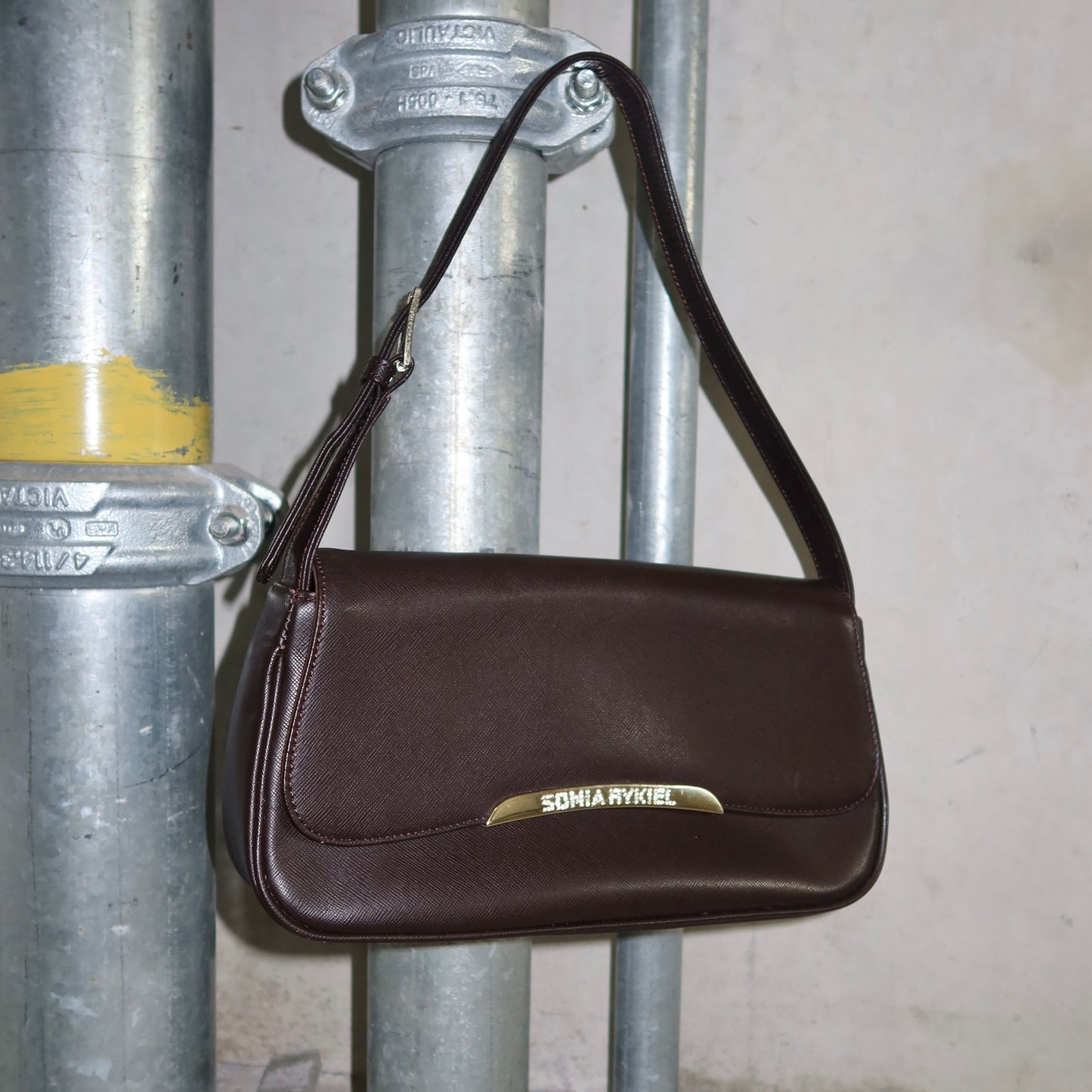 Sonia Rykiel Brown Leather Diamanté Logo Shoulder Bag