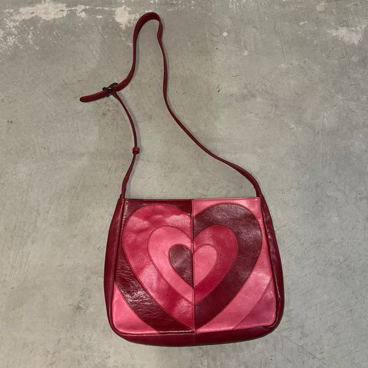 Moschino Leather Heart Print Crossbody Bag
