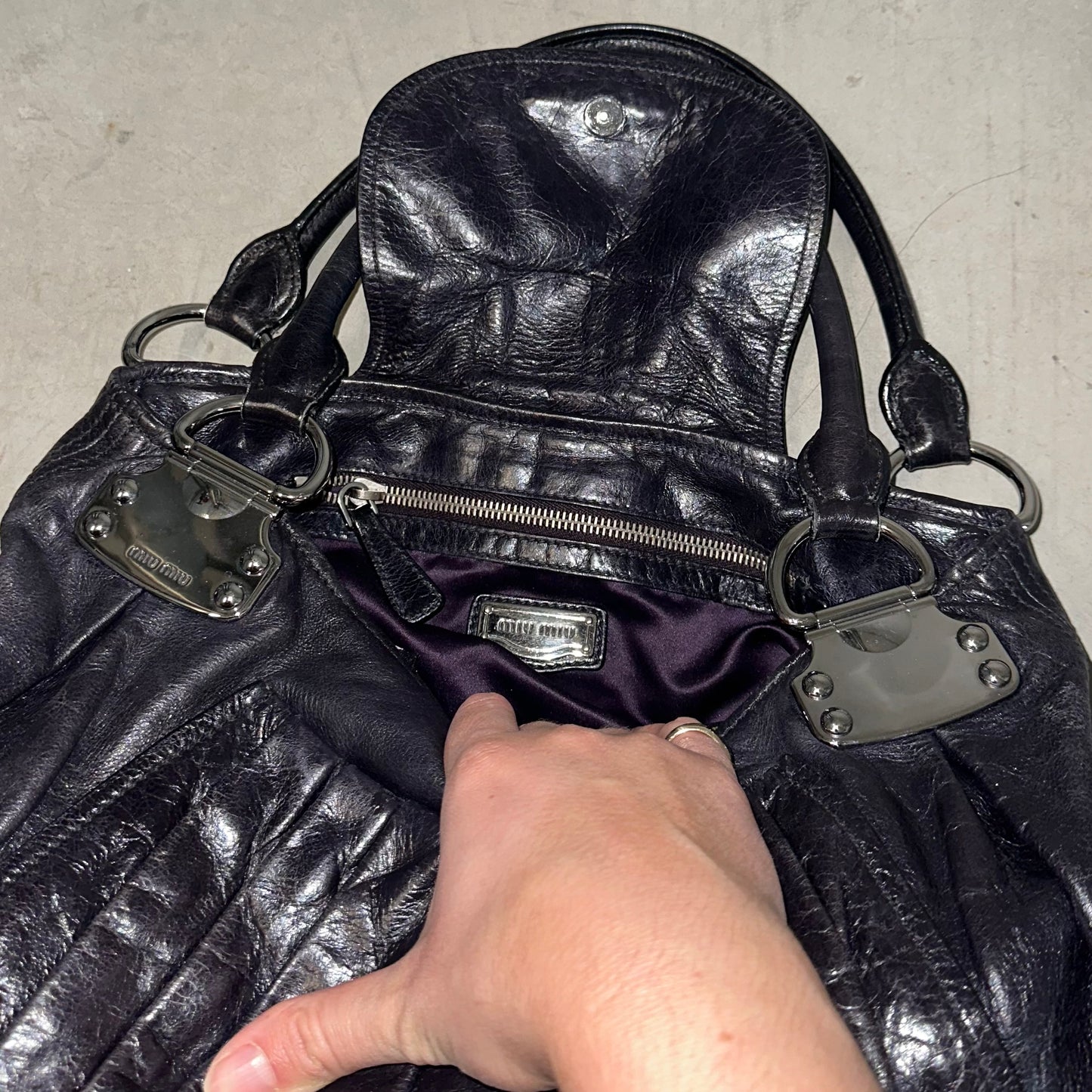 Miu Miu Large Black Bag with Silver Hardware