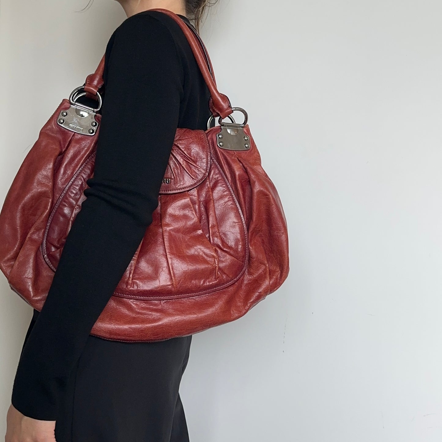 Miu Miu Oversized Rust Leather Bag