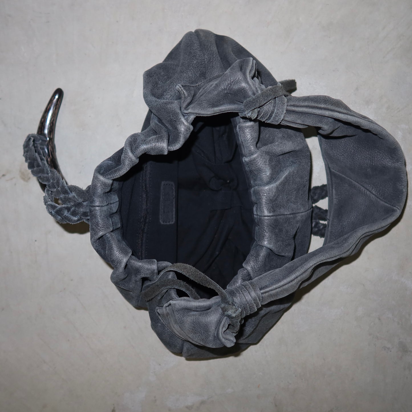 Vintage Japanese Leather Bag with Horn