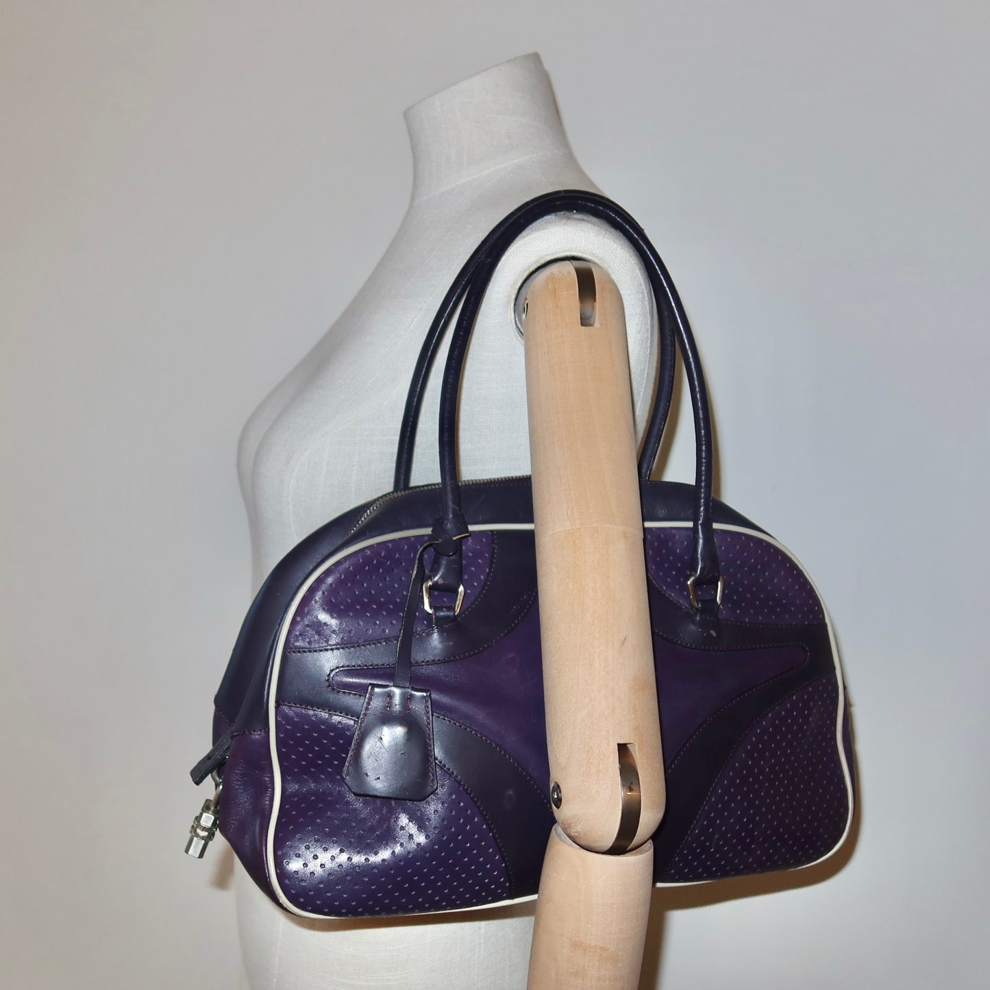 Prada SS2000 Purple Leather Bowling Bag