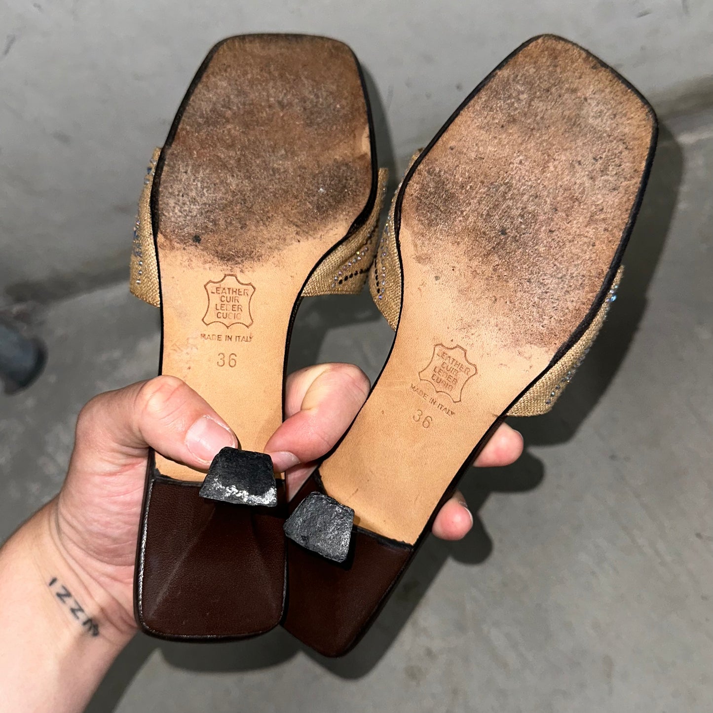 Fendi Rhinestone Floral Mules (36)