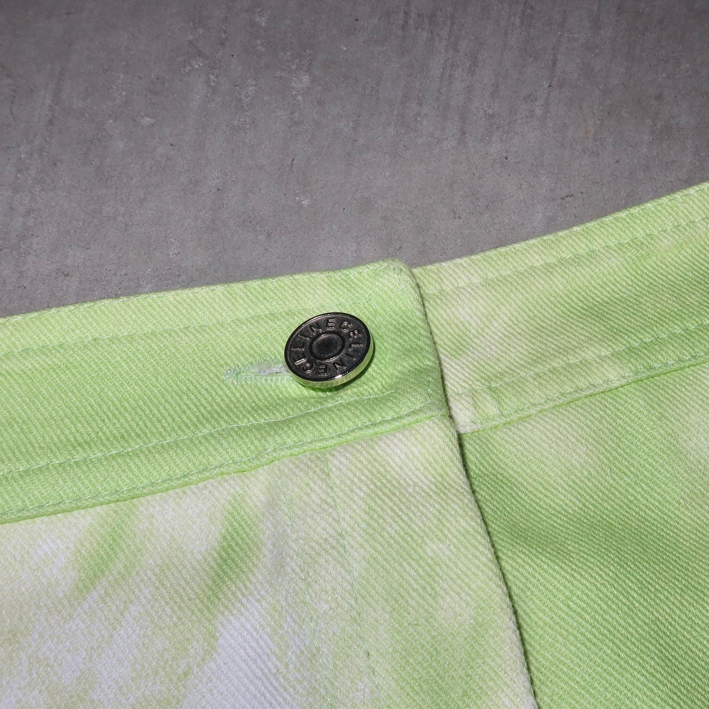 Celine SS2000 Green Tie Dye Denim Skirt