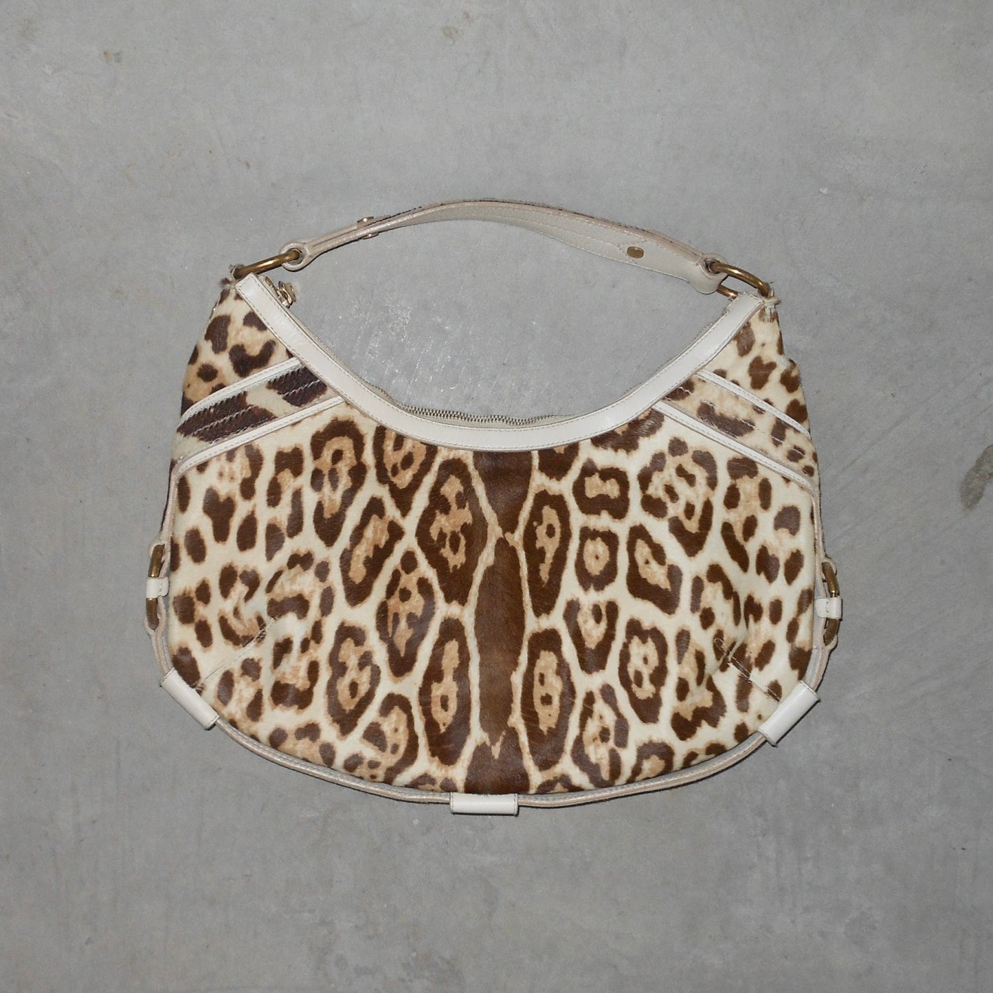 YSL Leopard Print Cowhide Crescent Bag