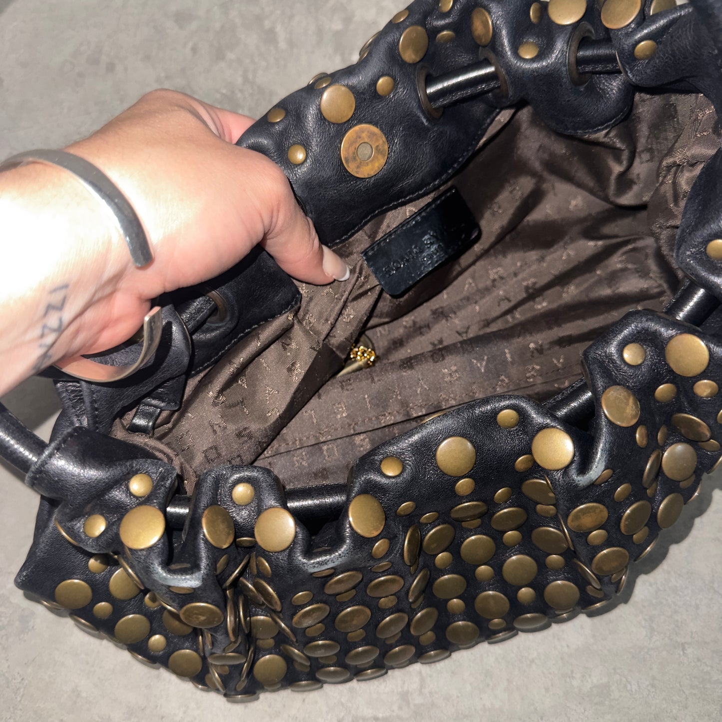 Sonia Rykiel Black Domino Bag with Bronze Studs
