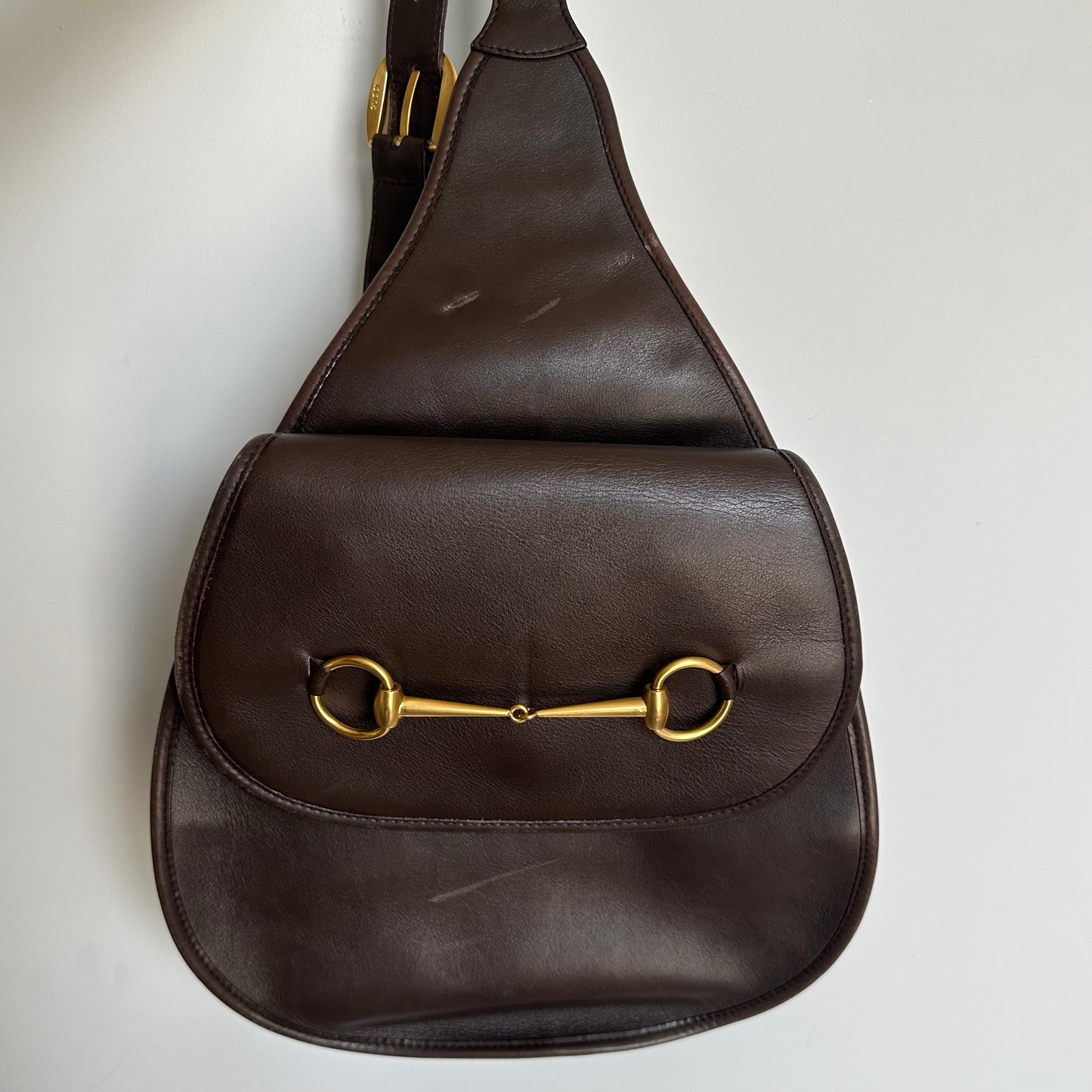 Gucci Brown Leather Horse-Bit Crossbody