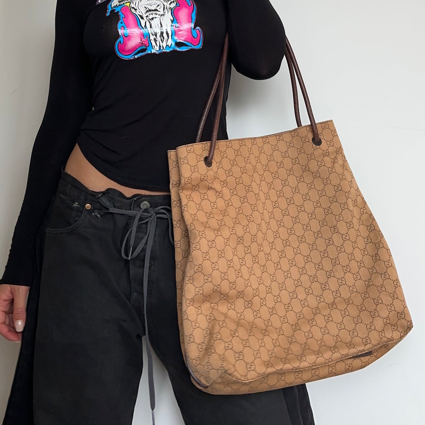 Gucci Monogram Cloth Tote Bag