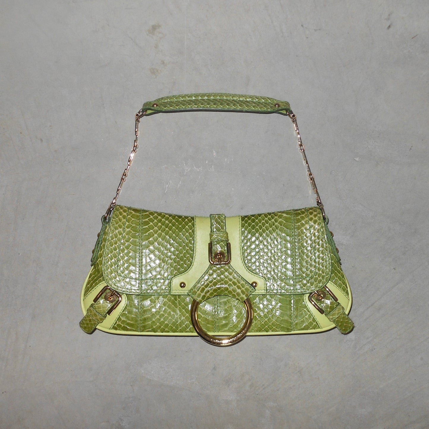 Dolce & Gabbana Flap Front FW04 Green Python Handbag