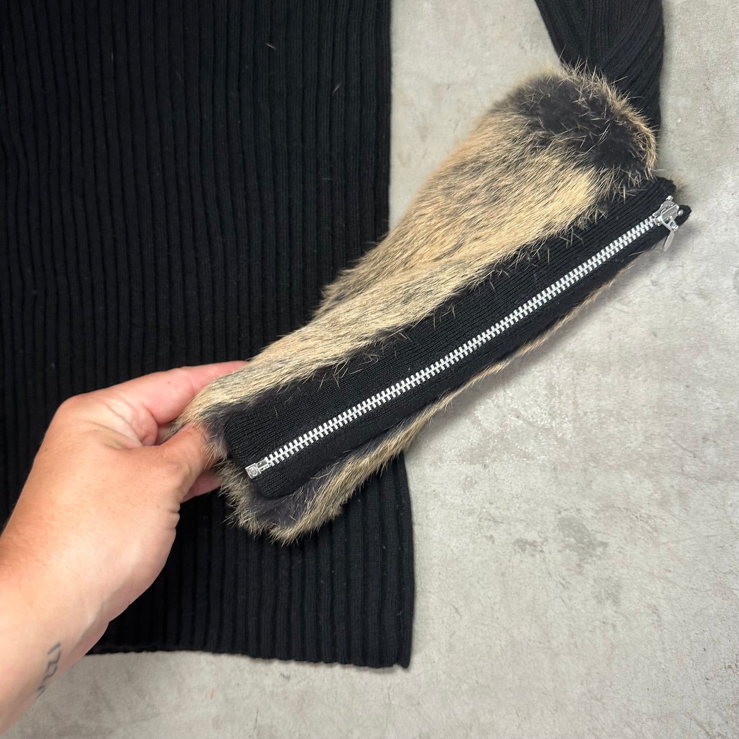 Jean Paul Gaultier Turtle Neck with Rabbit Fur Cuffs