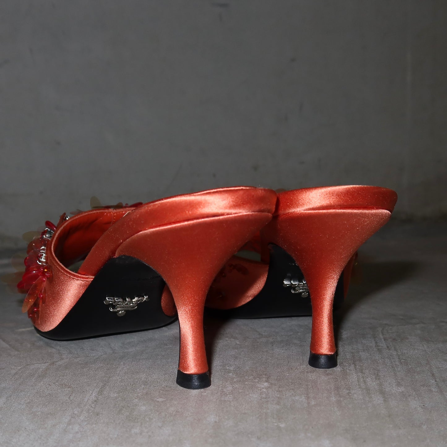 Prada Orange Sequin Kitten Heels (38)