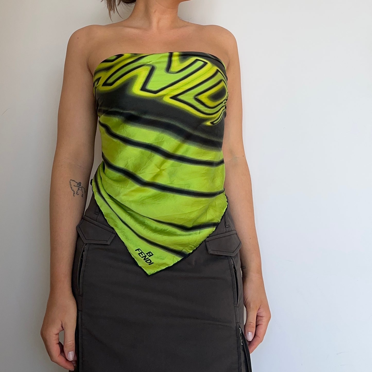 Fendi Silk Green Oversized Scarf