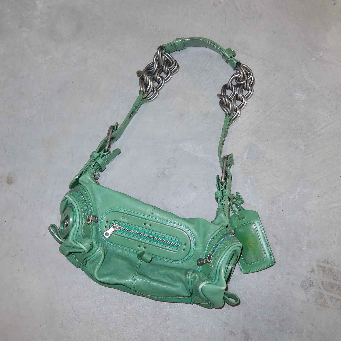 Chloé Green Leather AW2003 Chain Bag