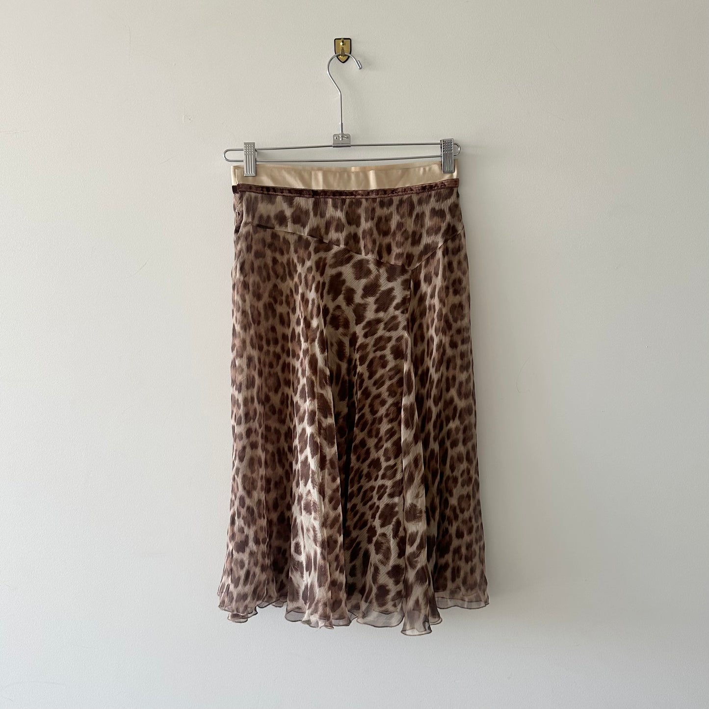 Blumarine Semi Sheer Silk Leopard Print Skirt