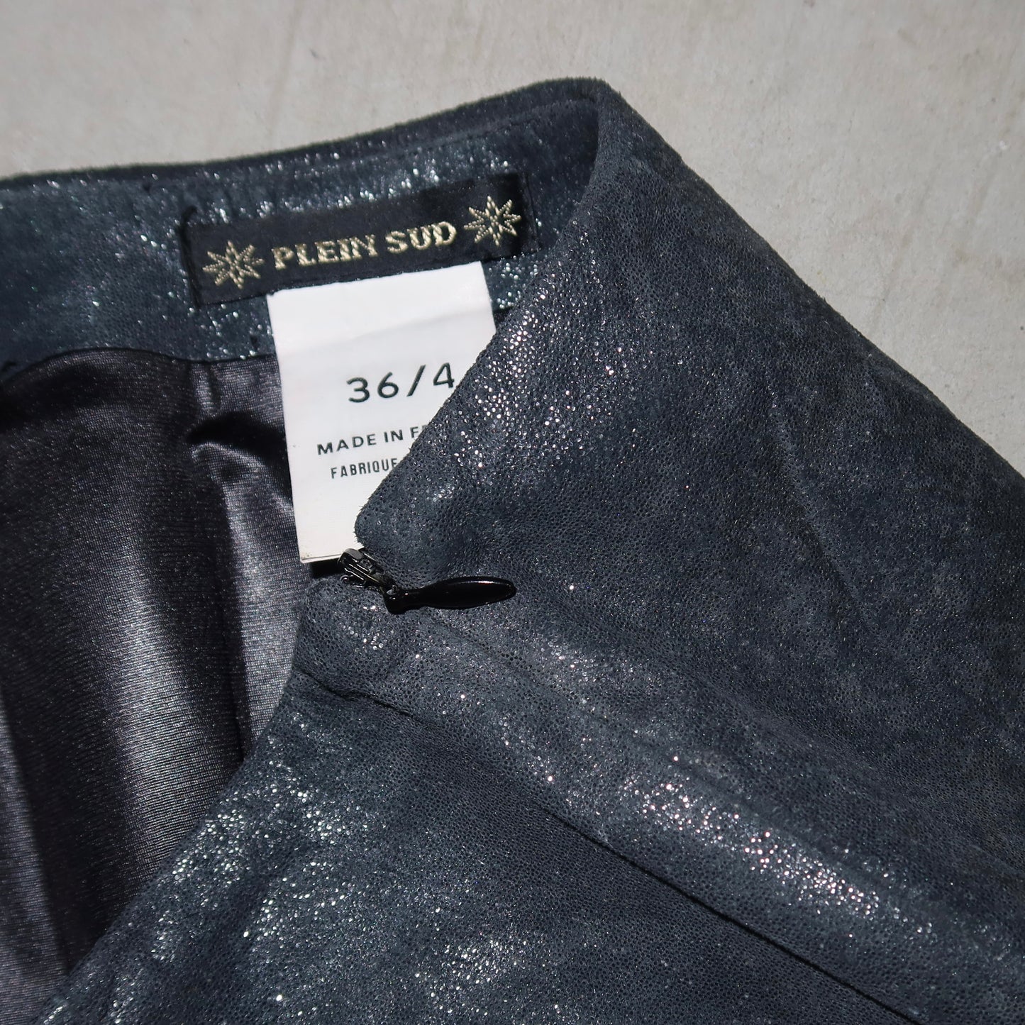 Plein Sud Glittery Leather Mini Skirt