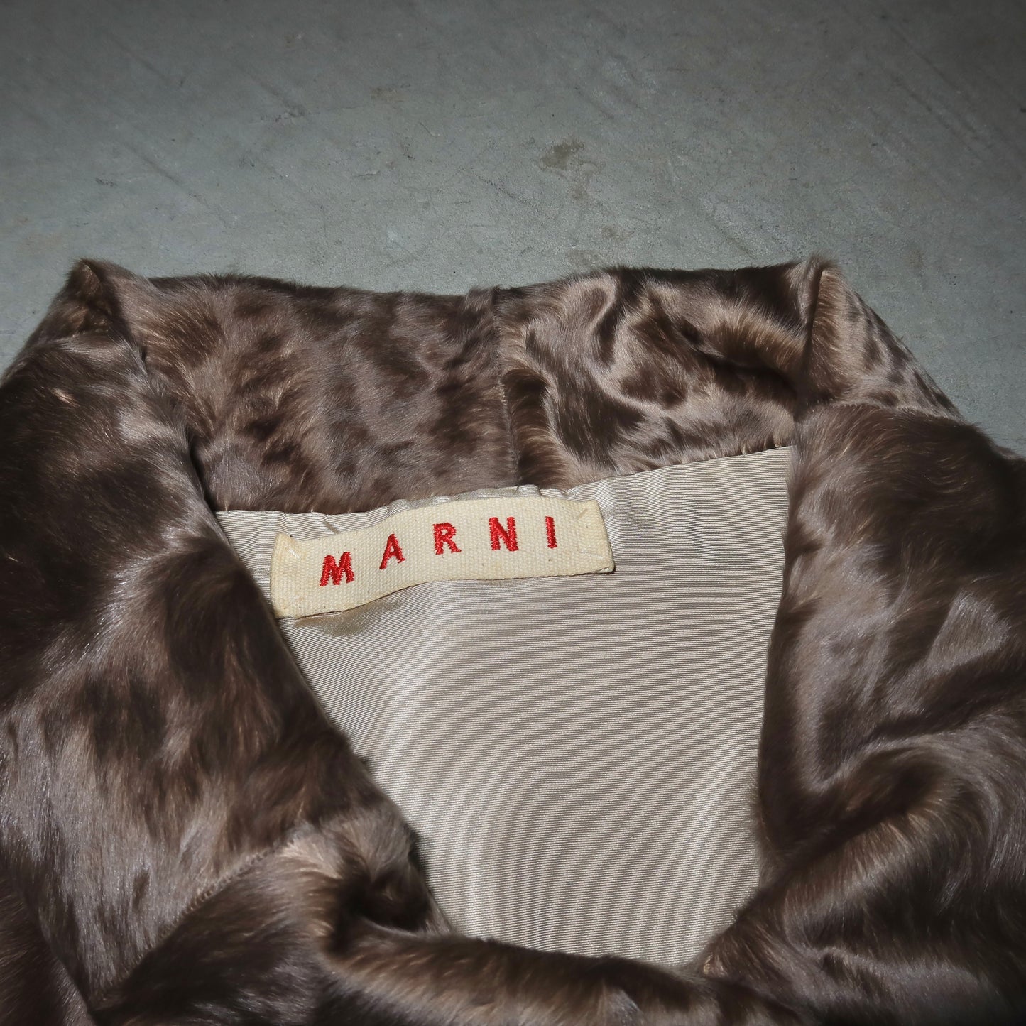 Marni Grey Lamb Fur Cropped Jacket