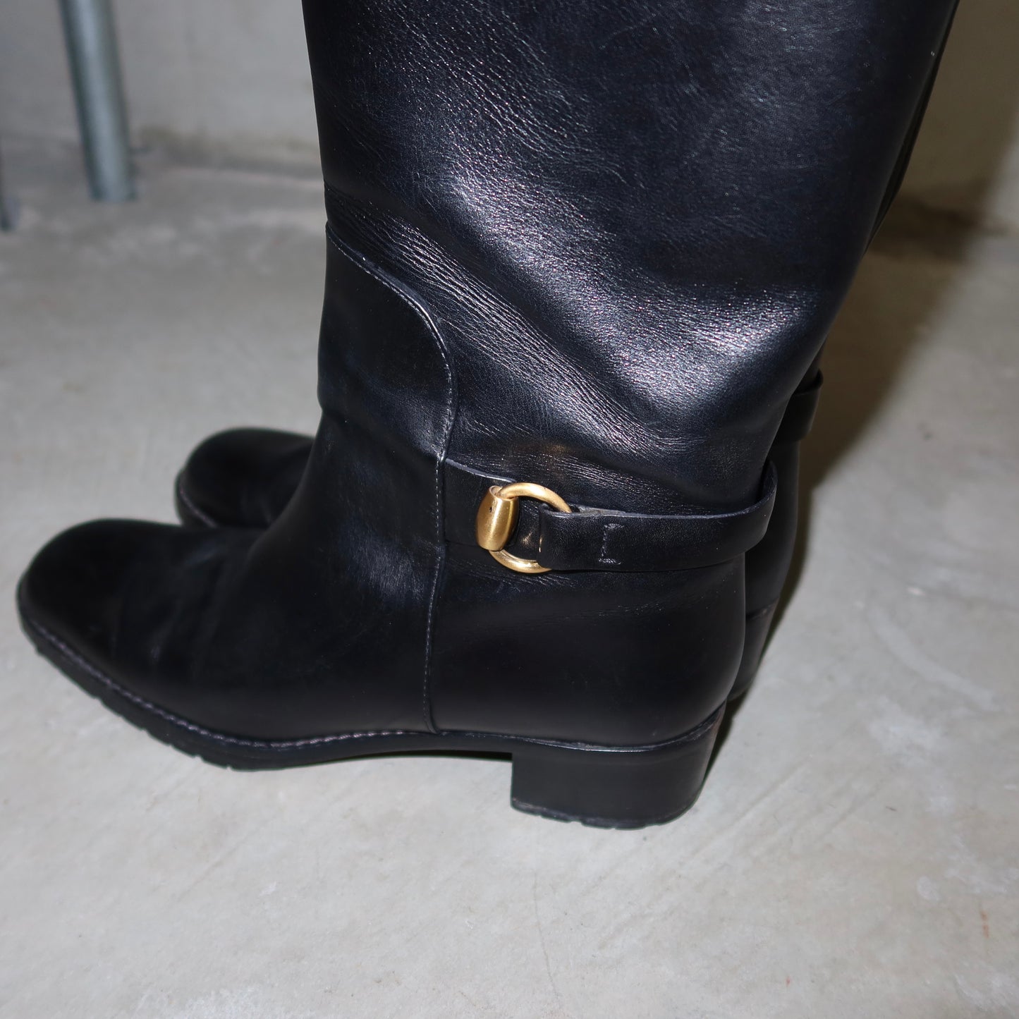 Gucci Black Leather Horsebit Boots (37)