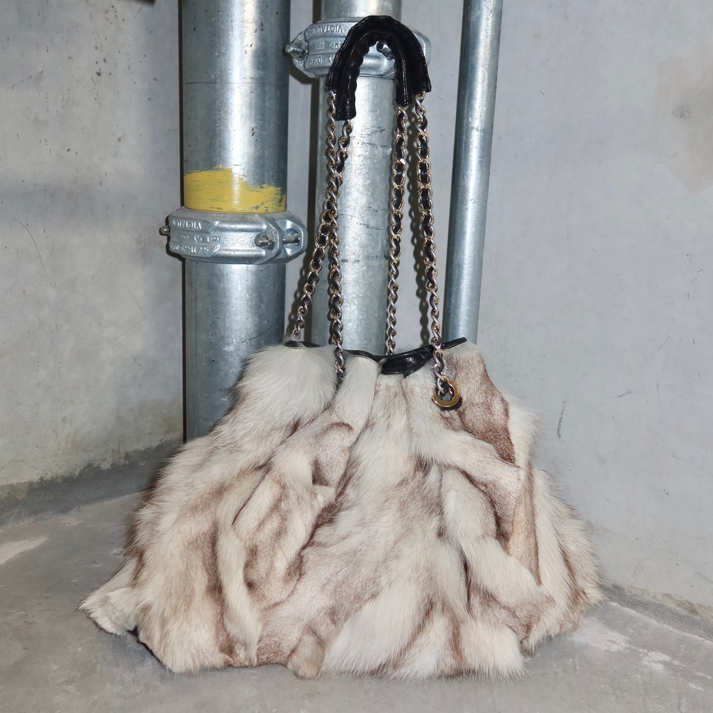 Vintage Italian White Fox Fur Bag