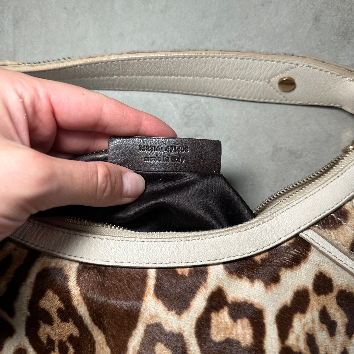 YSL Leopard Print Cowhide Crescent Bag
