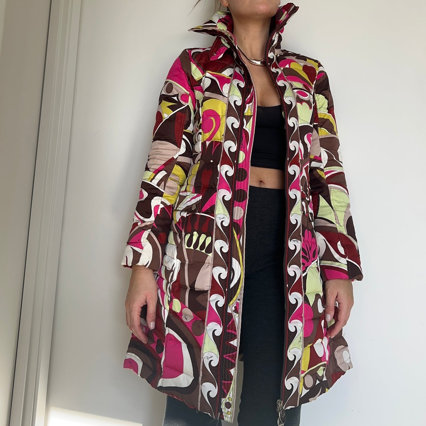 Emilio Pucci Printed Long Puffer Jacket