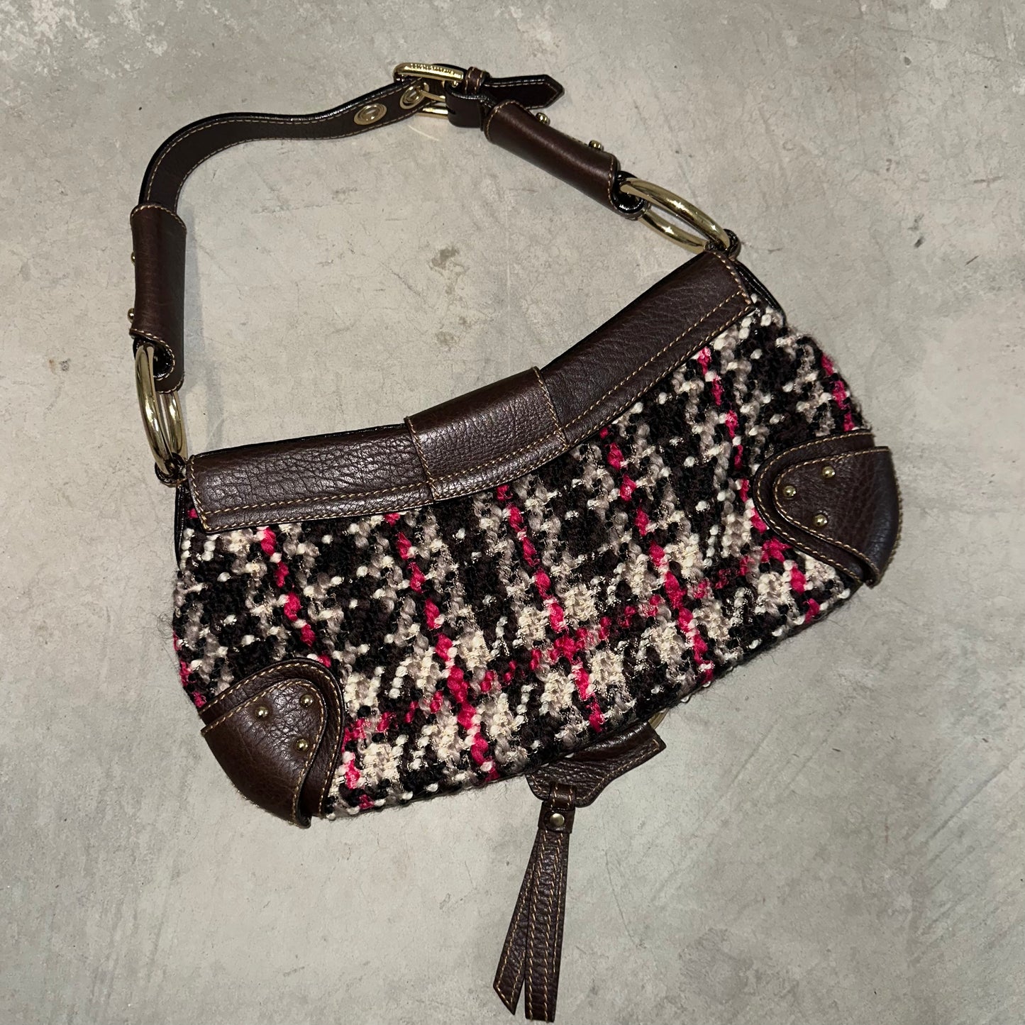 Dolce & Gabbana Large Tweed and Leather Flap Front Handbag