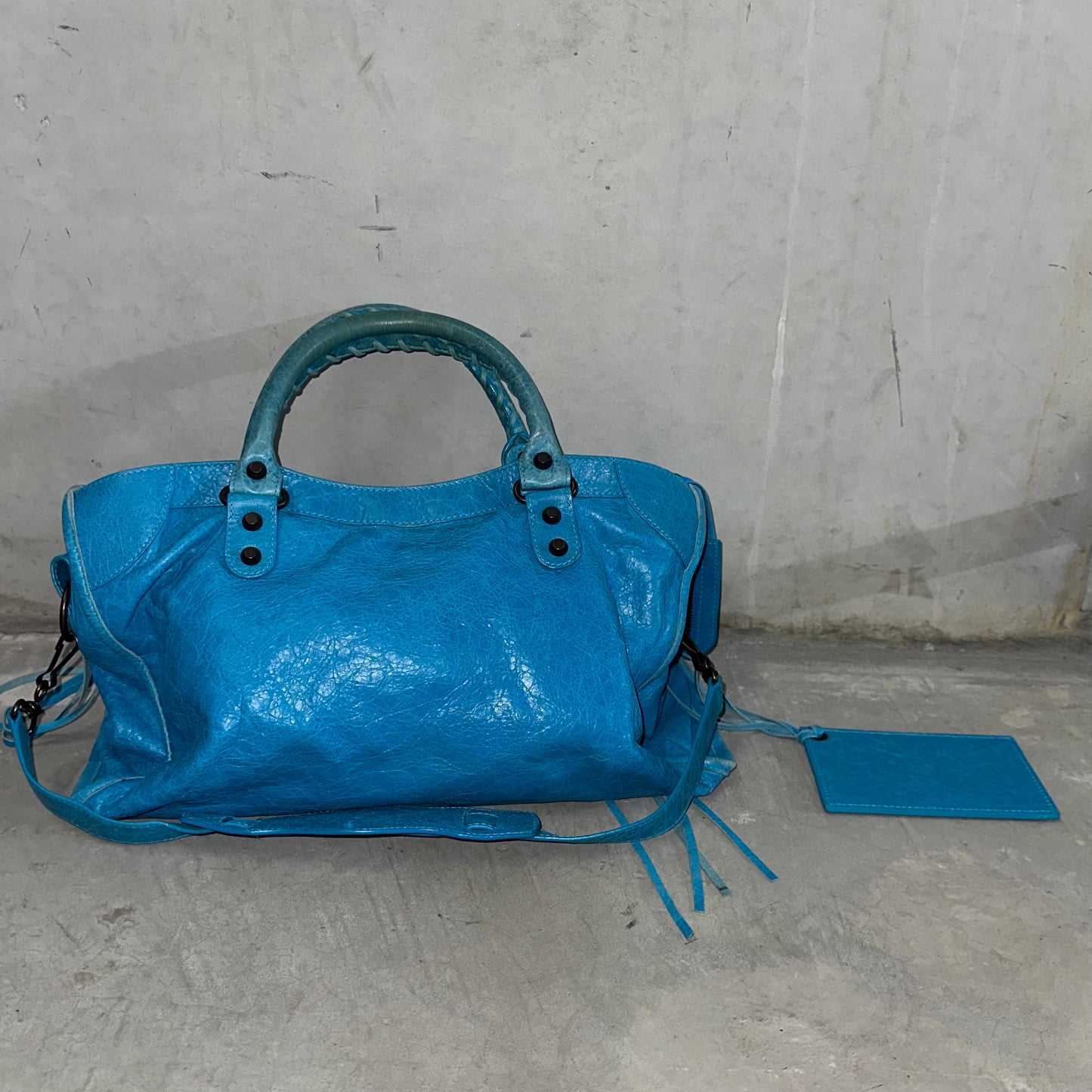 Balenciaga Motorcycle Bag in Bright Blue