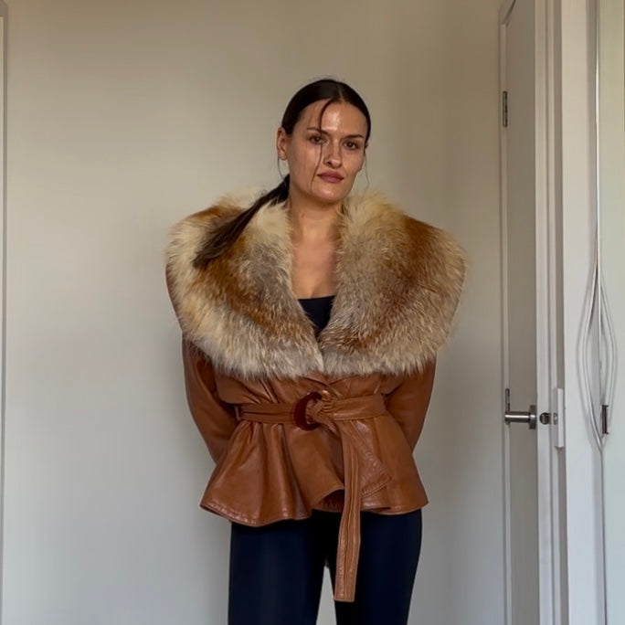 Vintage 80’s Leather and Fox Fur Jacket
