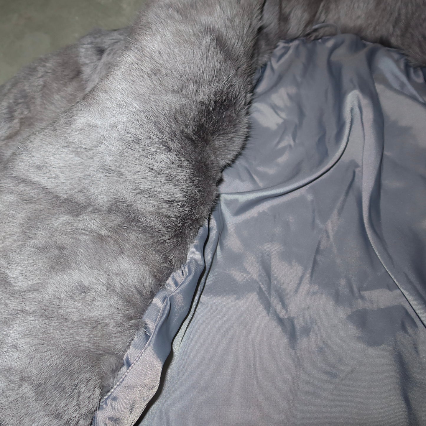 Vintage Grey Oversized Rabbit Fur Jacket